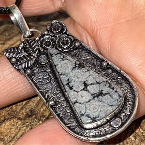 Flowering Obsidian Pendant